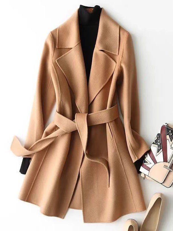 2024 Autumn and Winter New Woolen Coat Women's Slim-fit Slimming Korean Style Mid-length Woolen Coat Trendy - Cozy & Co. Market