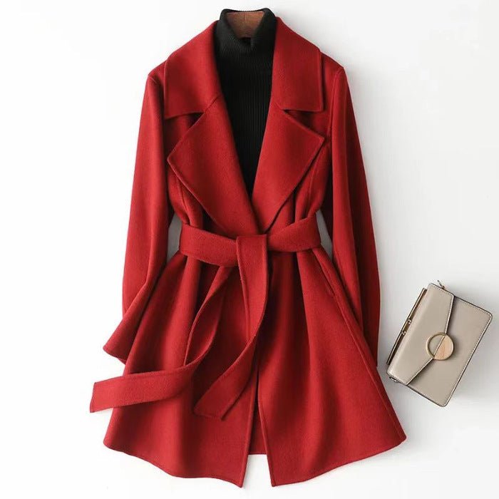 2024 Autumn and Winter New Woolen Coat Women's Slim-fit Slimming Korean Style Mid-length Woolen Coat Trendy - Cozy & Co. Market