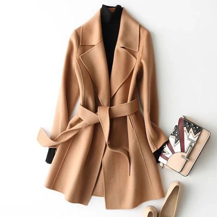 2024 Autumn and Winter New Woolen Coat Women's Slim-fit Slimming Korean Style Mid-length Woolen Coat Trendy - Cozy & Co. Market