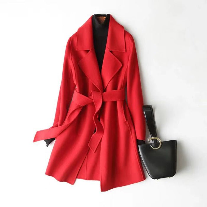 2024 Autumn and Winter New Woolen Coat Women's Slim-fit Slimming Korean Style Mid-length Woolen Coat Trendy - Cozy & Co. Market