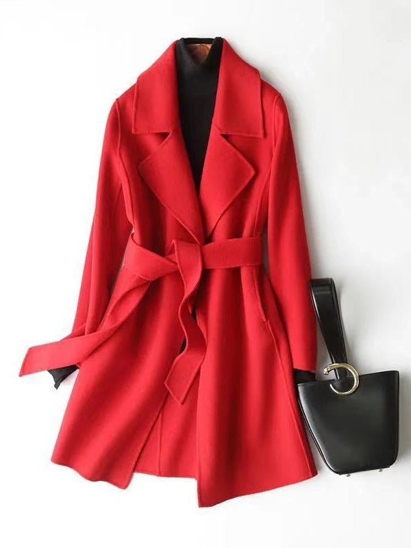2024 Autumn and Winter New Woolen Coat Women's Slim-fit Slimming Korean Style Mid-length Woolen Coat Trendy - Cozy & Co. Market