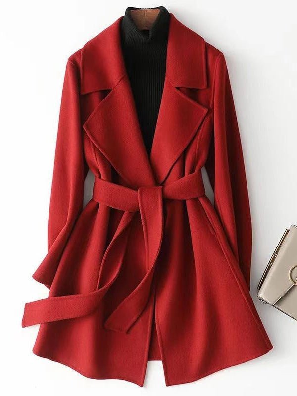 2024 Autumn and Winter New Woolen Coat Women's Slim-fit Slimming Korean Style Mid-length Woolen Coat Trendy - Cozy & Co. Market