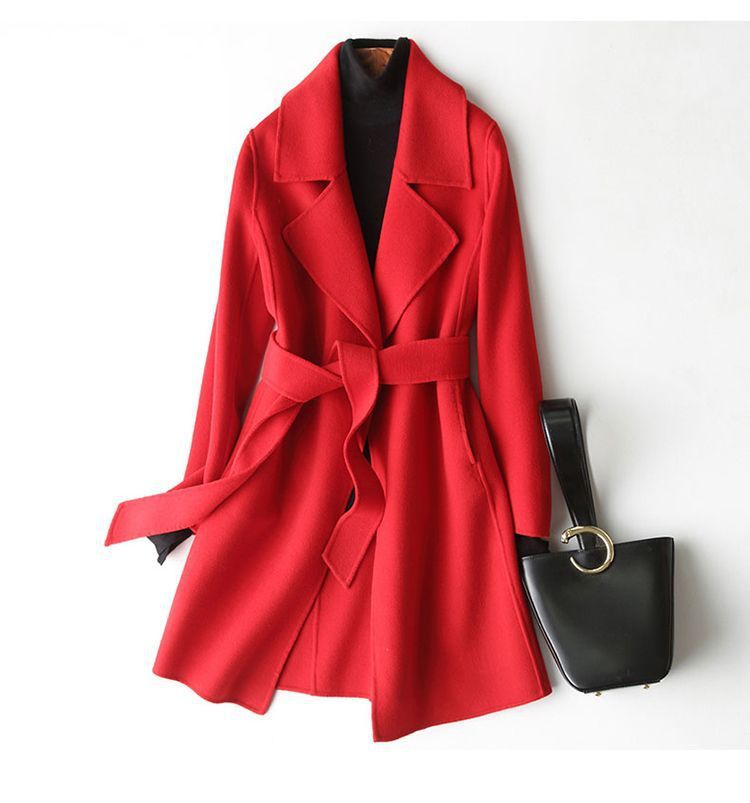 2024 Autumn and Winter New Woolen Coat Women's Slim-fit Slimming Korean Style Mid-length Woolen Coat Trendy - Cozy & Co. Market