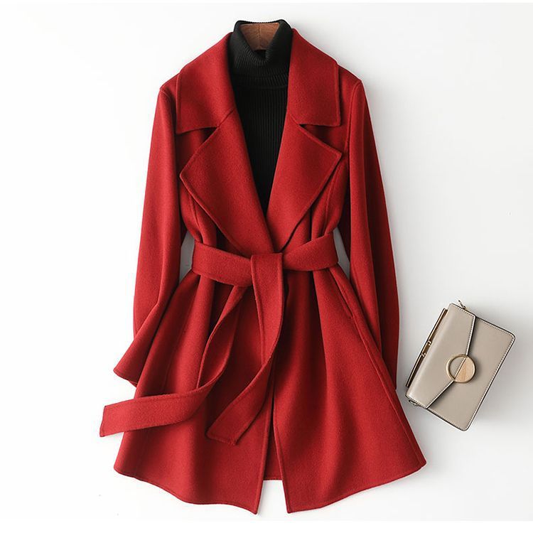 2024 Autumn and Winter New Woolen Coat Women's Slim-fit Slimming Korean Style Mid-length Woolen Coat Trendy - Cozy & Co. Market