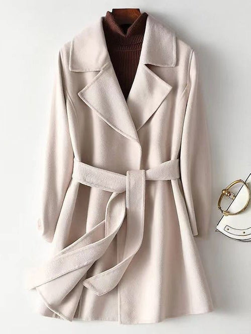 2024 Autumn and Winter New Woolen Coat Women's Slim-fit Slimming Korean Style Mid-length Woolen Coat Trendy - Cozy & Co. Market