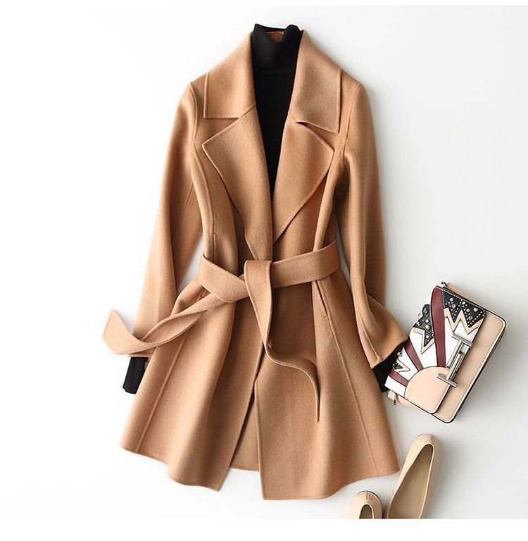 2024 Autumn and Winter New Woolen Coat Women's Slim-fit Slimming Korean Style Mid-length Woolen Coat Trendy - Cozy & Co. Market