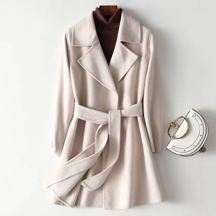 2024 Autumn and Winter New Woolen Coat Women's Slim-fit Slimming Korean Style Mid-length Woolen Coat Trendy - Cozy & Co. Market