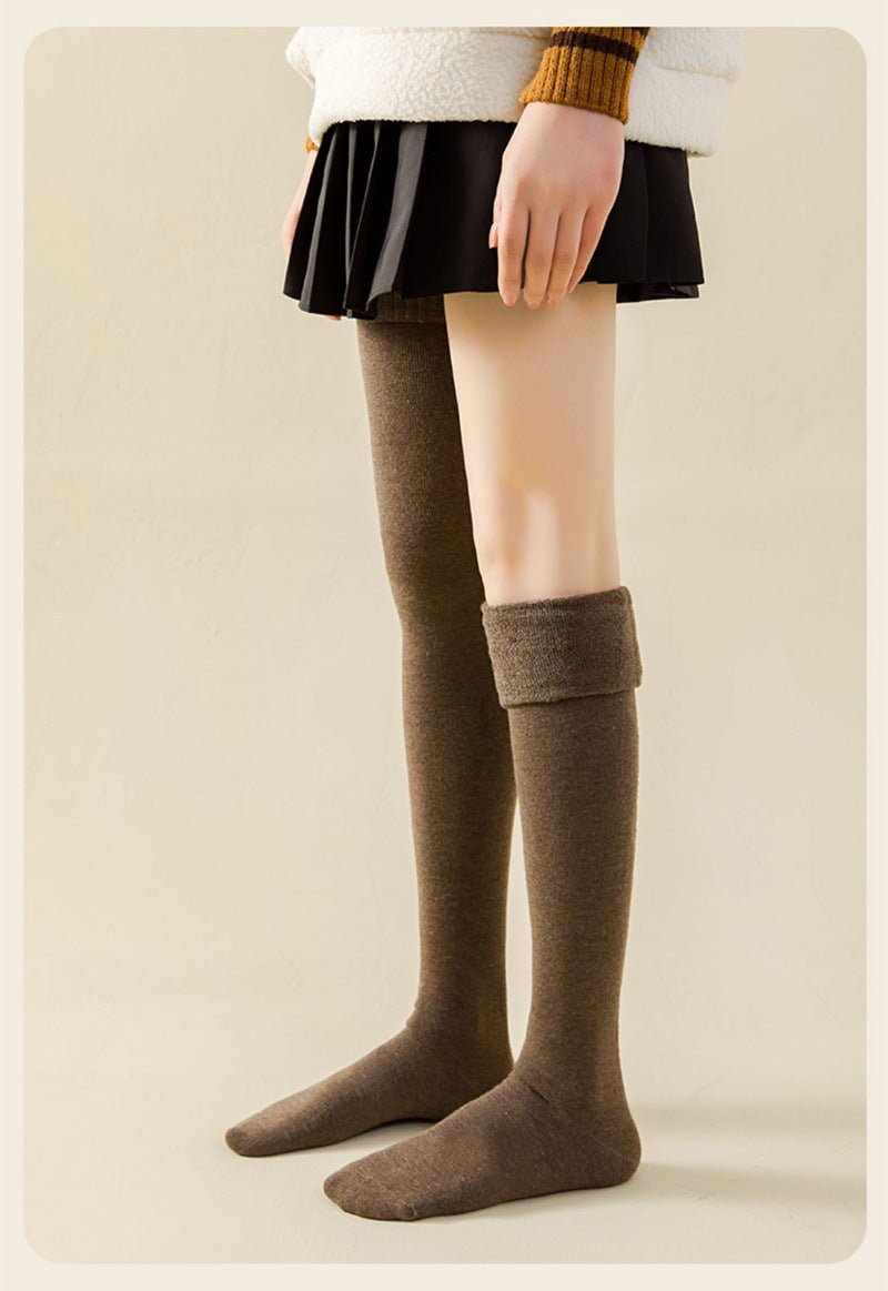 2024 Autumn and Winter Thickened Warm Women's Terry Over-The-Knee Socks Korean Style Solid Color Thigh-High Thick Socks Long Socks - Cozy & Co. Market