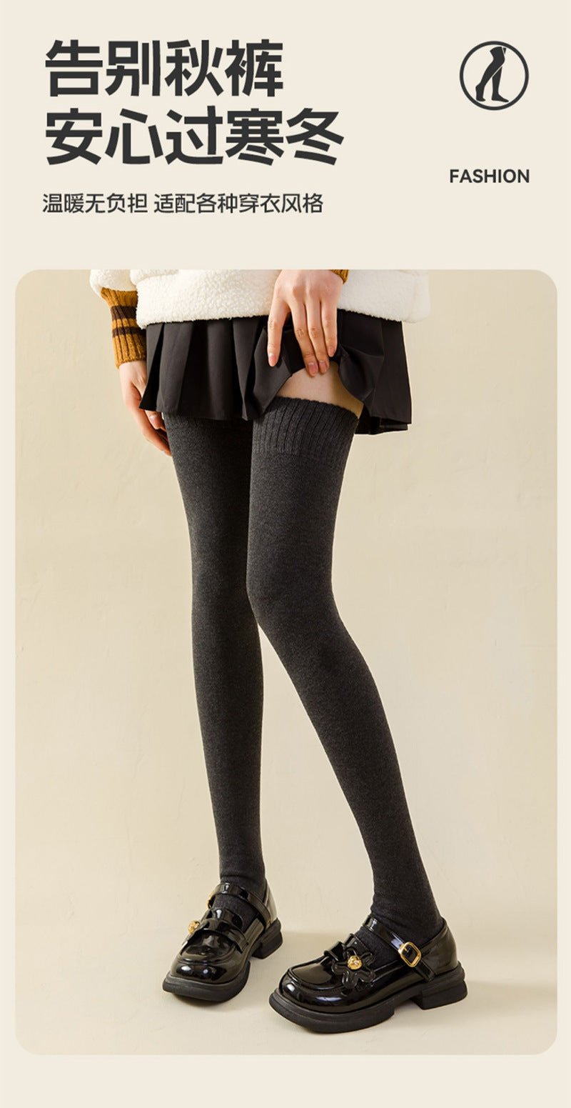 2024 Autumn and Winter Thickened Warm Women's Terry Over-The-Knee Socks Korean Style Solid Color Thigh-High Thick Socks Long Socks - Cozy & Co. Market