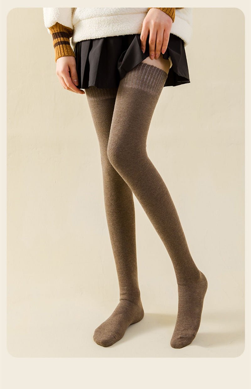 2024 Autumn and Winter Thickened Warm Women's Terry Over-The-Knee Socks Korean Style Solid Color Thigh-High Thick Socks Long Socks - Cozy & Co. Market