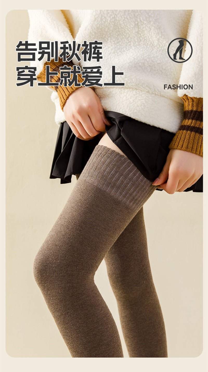 2024 Autumn and Winter Thickened Warm Women's Terry Over-The-Knee Socks Korean Style Solid Color Thigh-High Thick Socks Long Socks - Cozy & Co. Market
