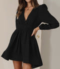 2024 Cross-border Autumn Hot dress European and American Women's V-neck Short Skirt Pleated Skirt JJJ - Cozy & Co. Market