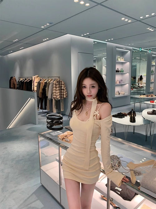 2024 new slim-fit knitted dress women's autumn bottoming pure sexy hip skirt - Cozy & Co. Market