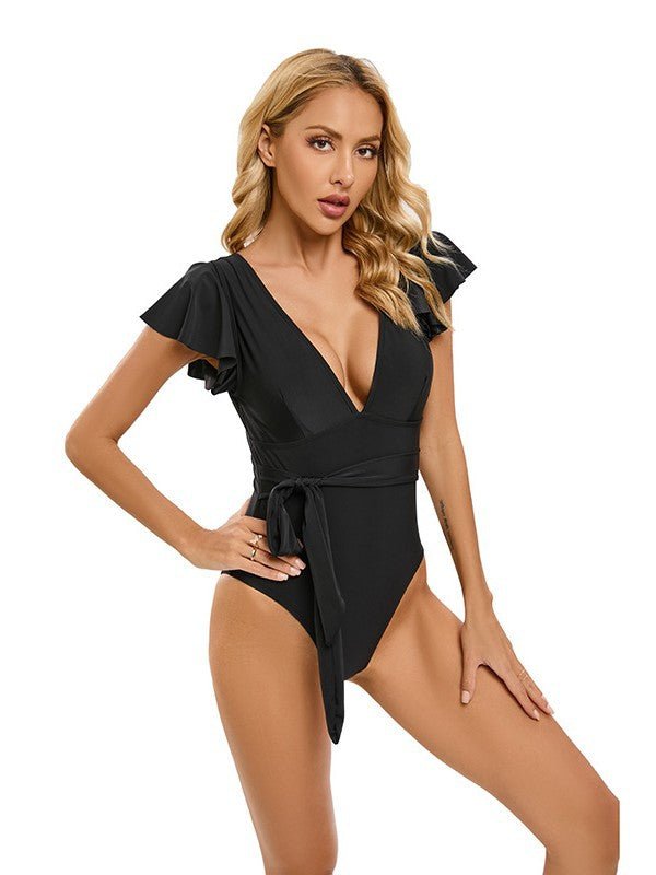 2024 New Solid Color Sexy Bikini European and American One-piece Swimsuit Women's Foreign Trade Cross-border Soft Cup Triangle Women's Swimsuit - Cozy & Co. Market