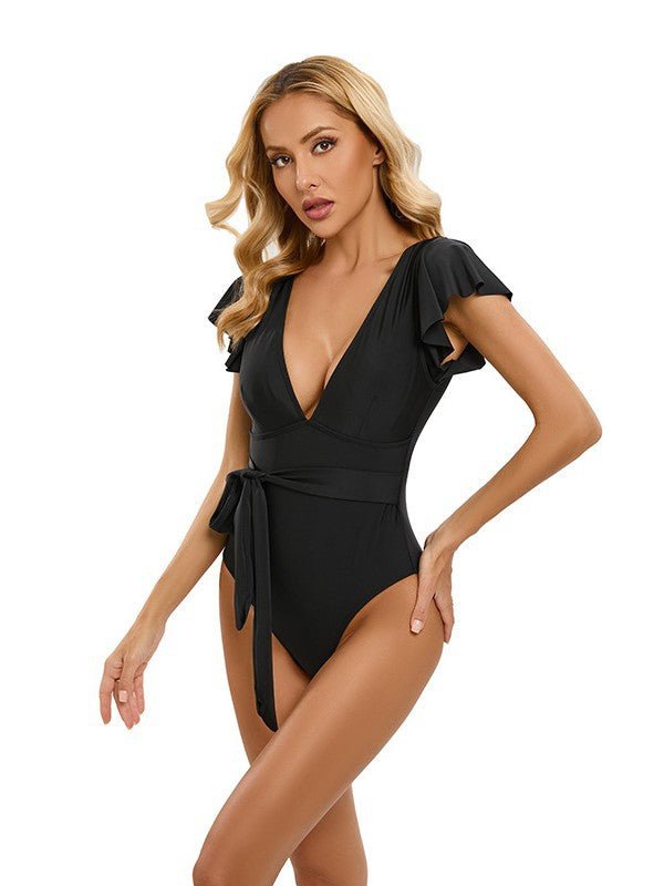 2024 New Solid Color Sexy Bikini European and American One-piece Swimsuit Women's Foreign Trade Cross-border Soft Cup Triangle Women's Swimsuit - Cozy & Co. Market