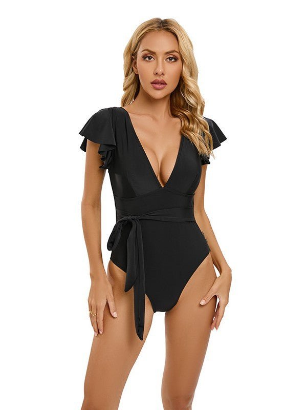 2024 New Solid Color Sexy Bikini European and American One-piece Swimsuit Women's Foreign Trade Cross-border Soft Cup Triangle Women's Swimsuit - Cozy & Co. Market