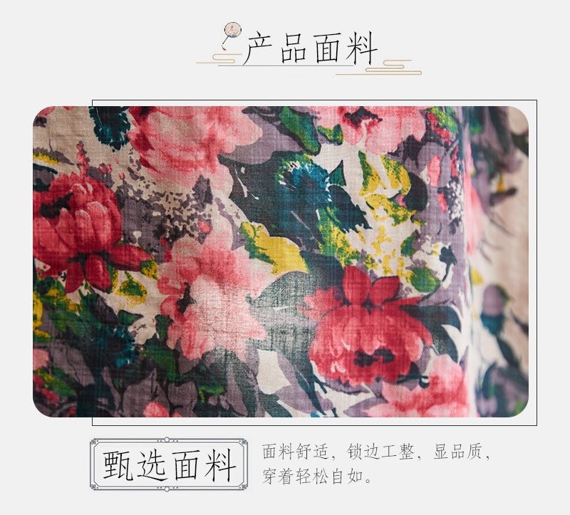 2025 Early Spring New Style Color Holiday Style Travel Crewneck Long Sleeve Retro Long Dress Women's Mat Covering Cotton and Linen dress - Cozy & Co. Market