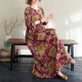 2025 Early Spring New Style Color Holiday Style Travel Crewneck Long Sleeve Retro Long Dress Women's Mat Covering Cotton and Linen dress - Cozy & Co. Market