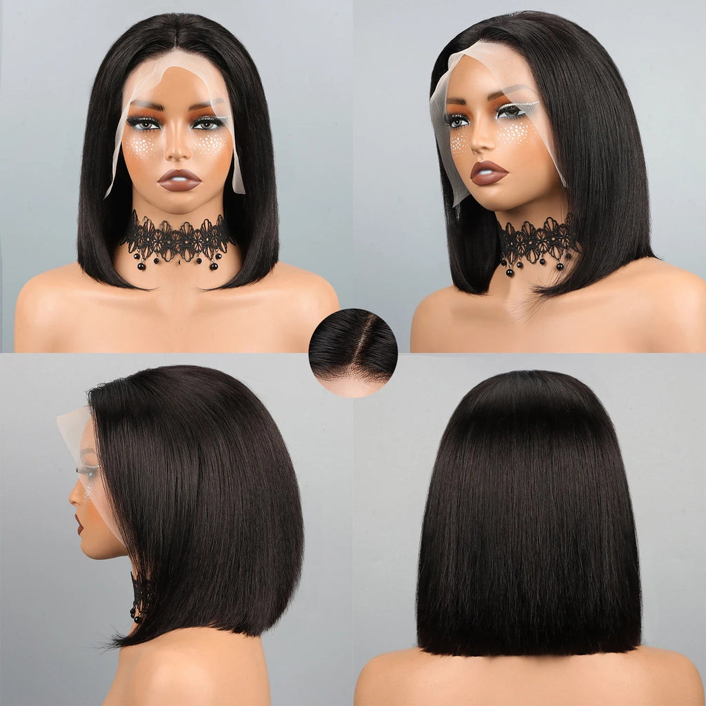 2025 New Non Remy Virgin Brazilian Long Straight Lace Front Transparent Mix Human Hair Wig 180% Density Baby Hair Small Cap Size - Cozy & Co. Market