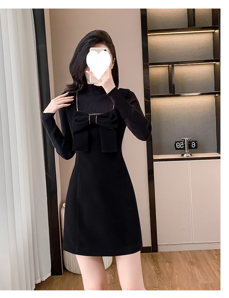 2025 Spring and Autumn New Bow French Velvet Sling dress Christmas New Year Red Fashion Dress Trendy - Cozy & Co. Market