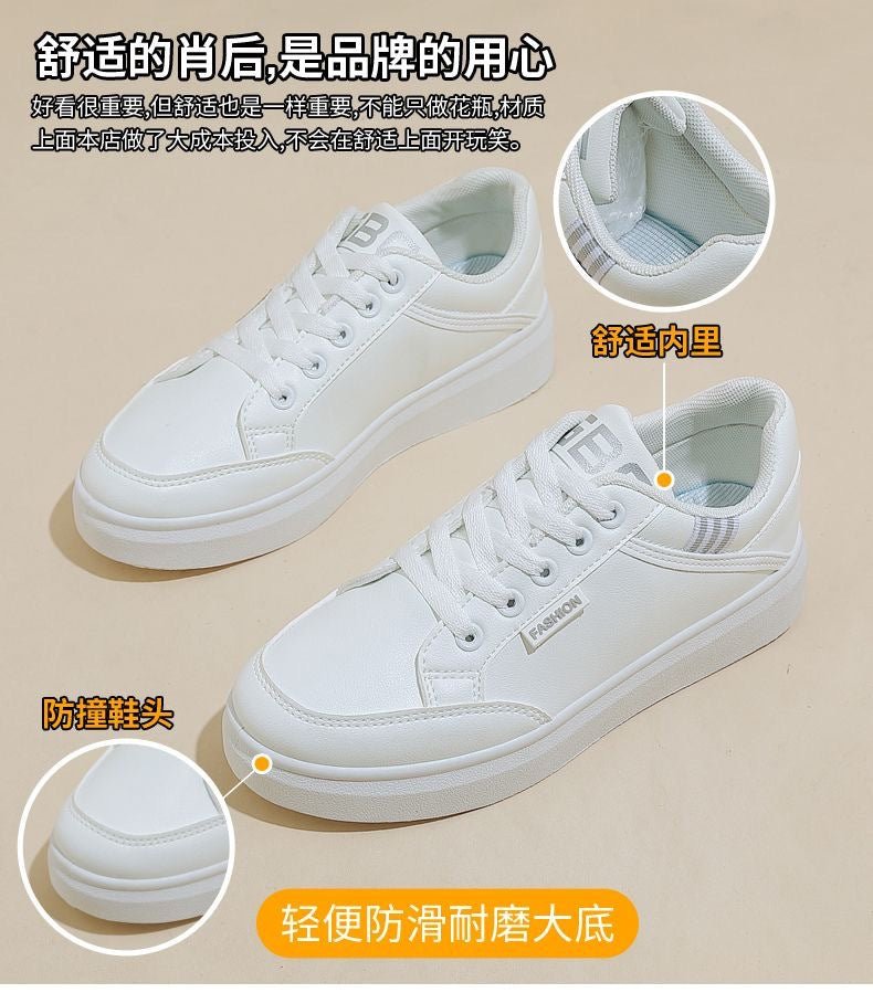 2025 Spring Women's Soft Sole Shoes Leather Surface Non-slip Sneakers Women's Casual Shoes All-match Lightweight sneaker White Shoes - Cozy & Co. Market