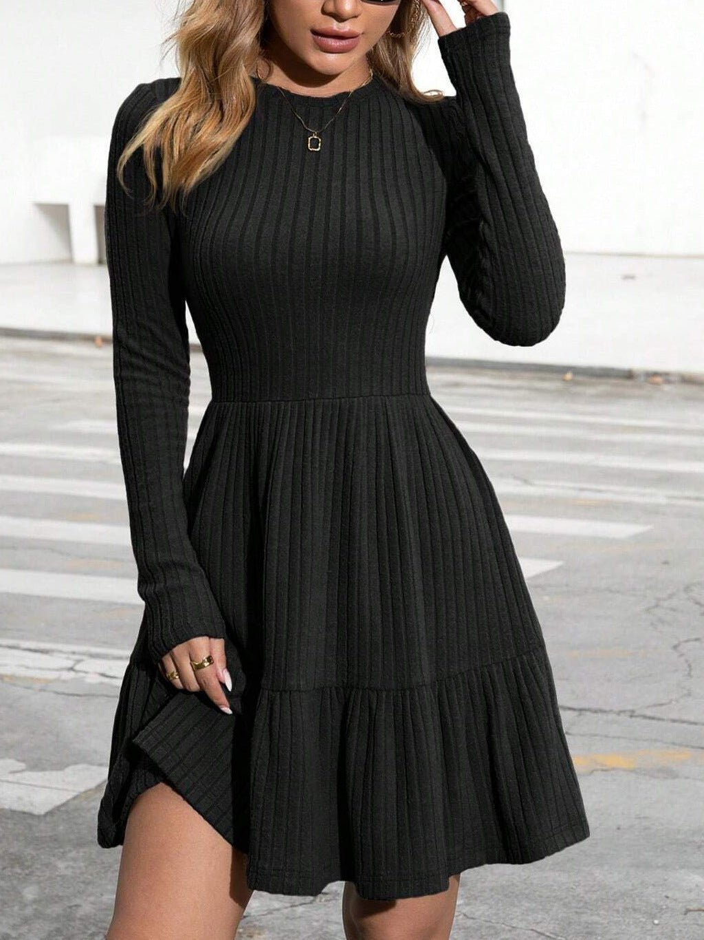 2026【in Stock】Multi-Color Spring and Autumn Tk Amazon Independent Store Slim Fit European and American Women's Clothing Cross-Border Striped Round Neck - Cozy & Co. Market