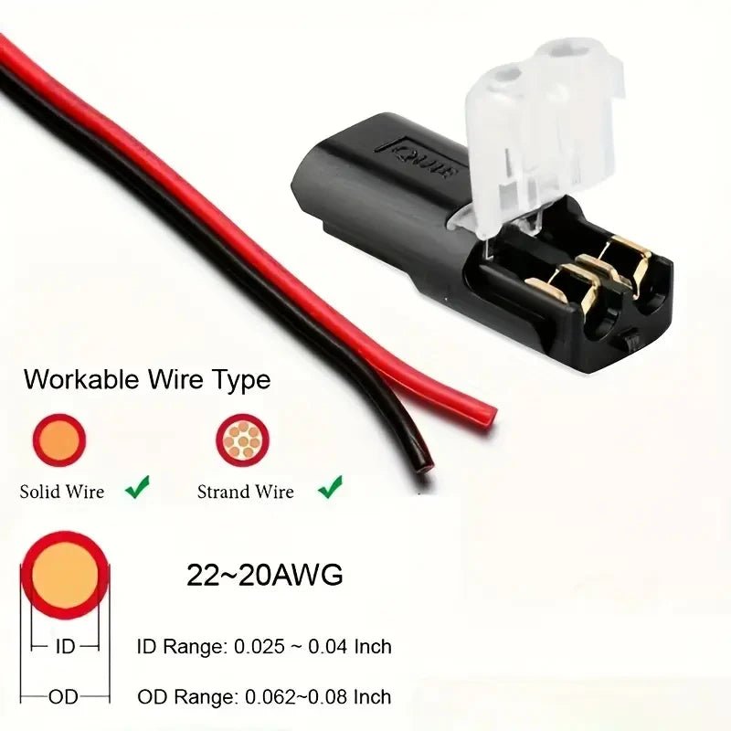 20/50/100 Pack of H2 2-Pin Pluggable Wire Connectors, Nylon Insulated Copper Quick-Connect Terminal Blocks, Suitable for Low-Voltage Cables, No Power Mode Required, No Electronic Components - Cozy & Co. Market