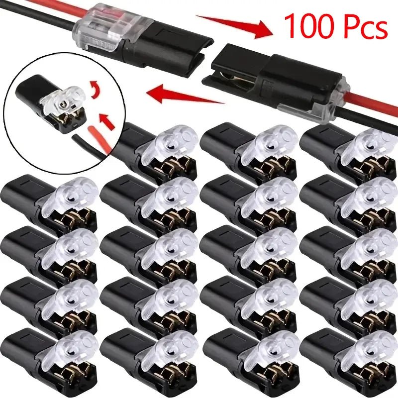 20/50/100 Pack of H2 2-Pin Pluggable Wire Connectors, Nylon Insulated Copper Quick-Connect Terminal Blocks, Suitable for Low-Voltage Cables, No Power Mode Required, No Electronic Components - Cozy & Co. Market