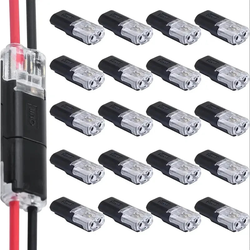 20/50/100 Pack of H2 2-Pin Pluggable Wire Connectors, Nylon Insulated Copper Quick-Connect Terminal Blocks, Suitable for Low-Voltage Cables, No Power Mode Required, No Electronic Components - Cozy & Co. Market