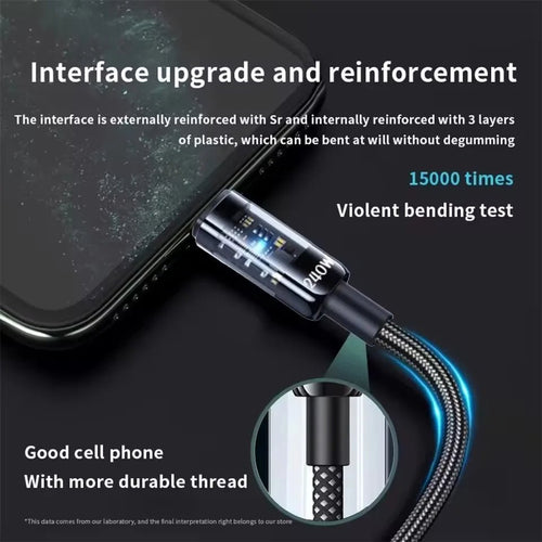 240W Nylon USB Type C Super Fast Charging Cable For Samsung Xiaomi Huawei Honor LED Digital Display USB C Charger Data Cord - Cozy & Co. Market