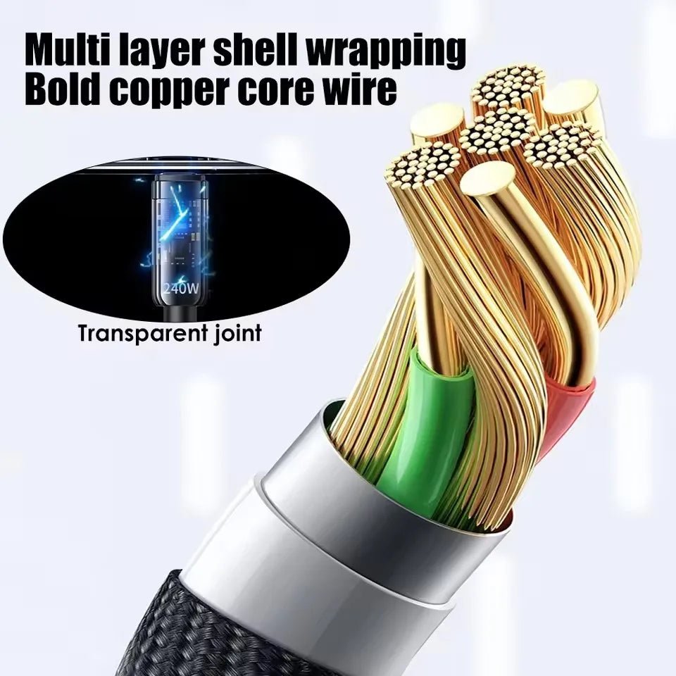 240W Nylon USB Type C Super Fast Charging Cable For Samsung Xiaomi Huawei Honor LED Digital Display USB C Charger Data Cord - Cozy & Co. Market