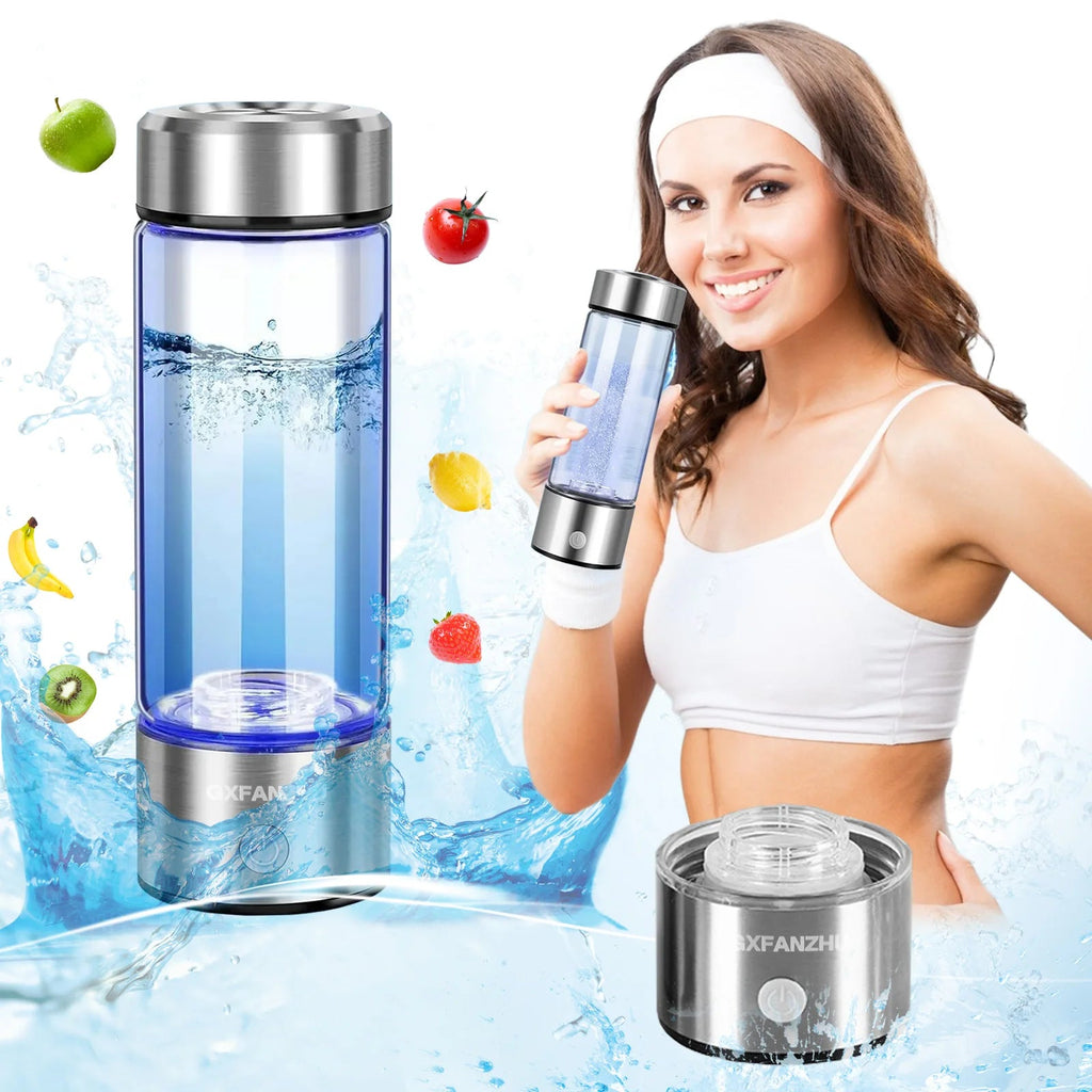 2pack Hydrogen Water Bottle Generator Glass Hydrogenated Water Bottles Health Cup, Hydrogen Water Generator w SPE/PEM Tech - Cozy & Co. Market