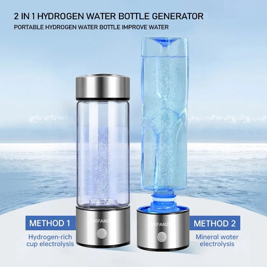 2pack Hydrogen Water Bottle Generator Glass Hydrogenated Water Bottles Health Cup, Hydrogen Water Generator w SPE/PEM Tech - Cozy & Co. Market