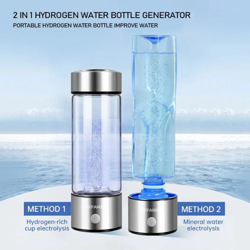 2pack Hydrogen Water Bottle Generator Glass Hydrogenated Water Bottles Health Cup, Hydrogen Water Generator w SPE/PEM Tech - Cozy & Co. Market