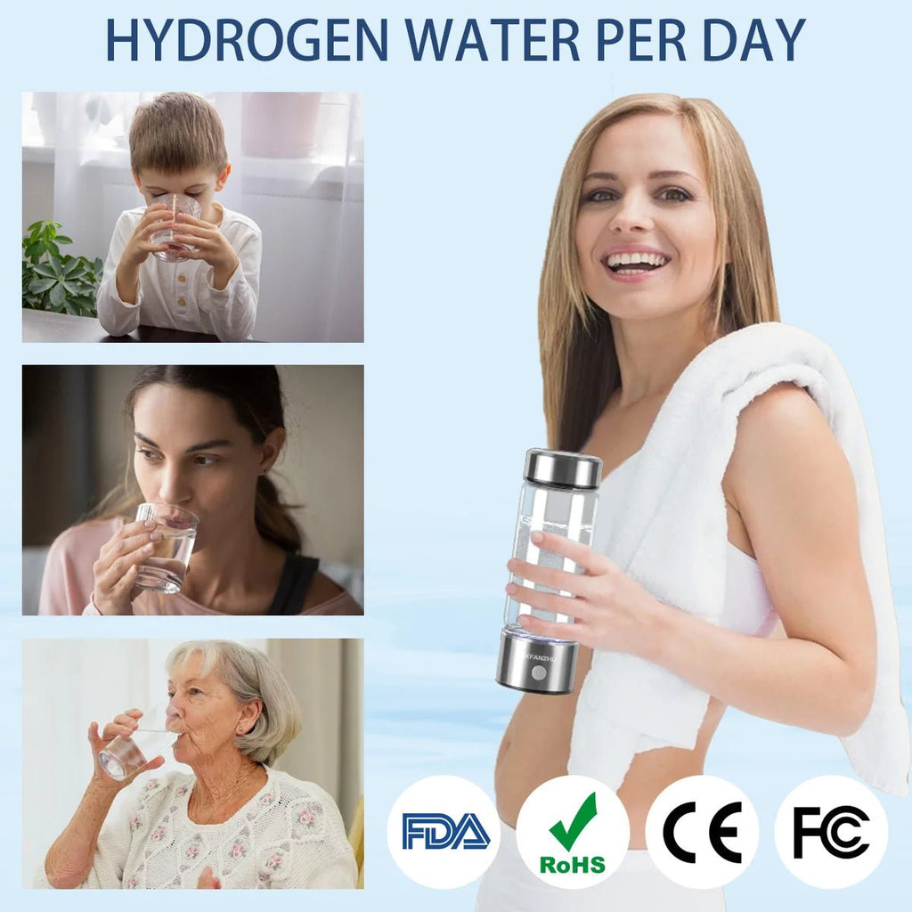 2pack Hydrogen Water Bottle Generator Glass Hydrogenated Water Bottles Health Cup, Hydrogen Water Generator w SPE/PEM Tech - Cozy & Co. Market
