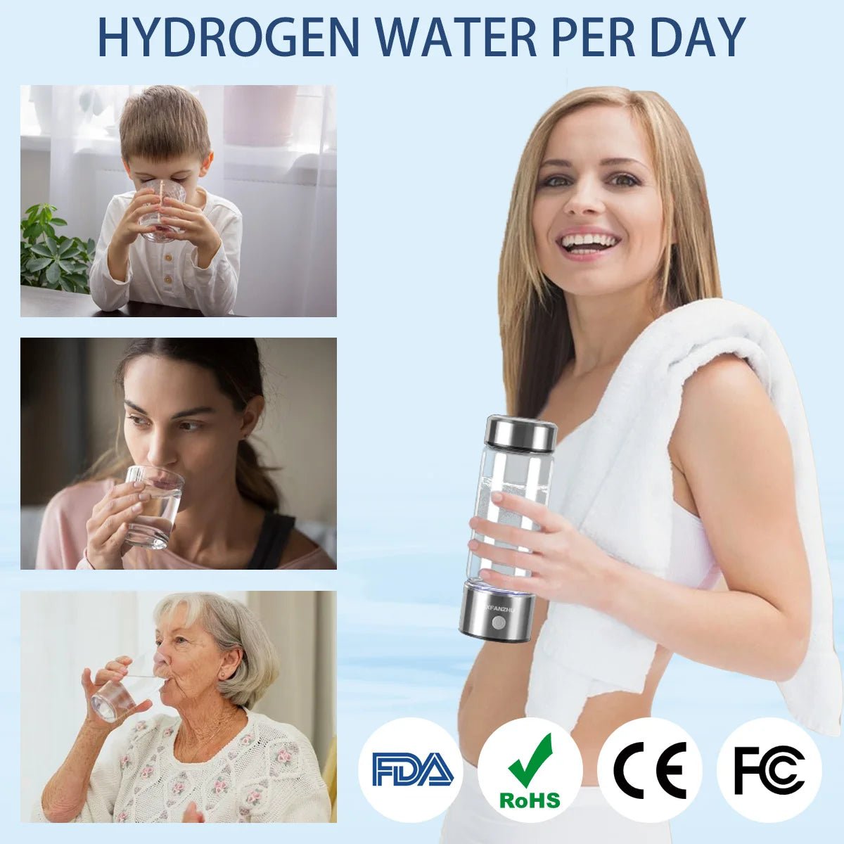 2pack Hydrogen Water Bottle Generator Glass Hydrogenated Water Bottles Health Cup, Hydrogen Water Generator w SPE/PEM Tech - Cozy & Co. Market