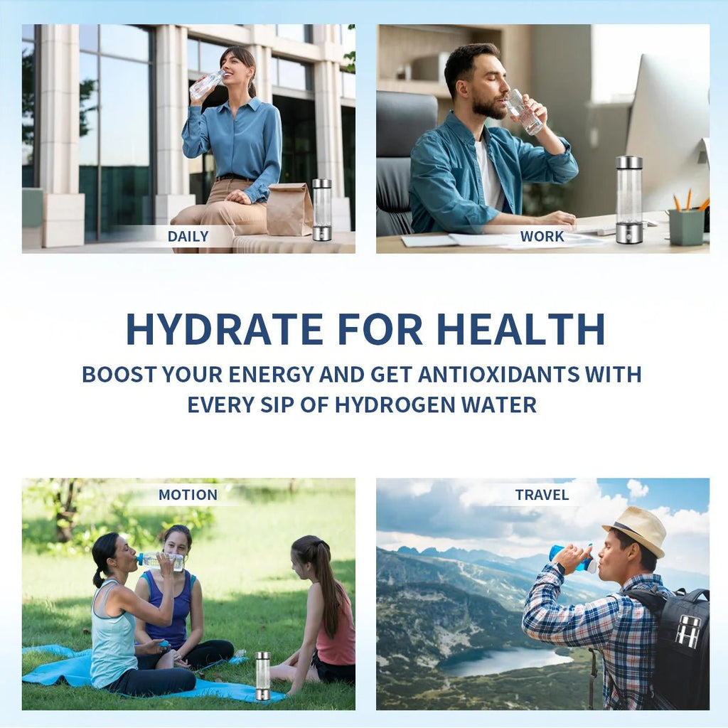 2pack Hydrogen Water Bottle Generator Glass Hydrogenated Water Bottles Health Cup, Hydrogen Water Generator w SPE/PEM Tech - Cozy & Co. Market