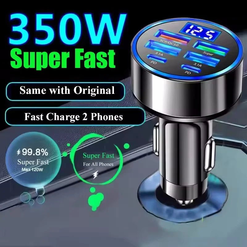 350W USB Car Charger PD QC3.0 USB C Car Phone Charger Type C Adapter for iPhone Samsung Huawei Xiaomi Quick Charge ﻿ - Cozy & Co. Market