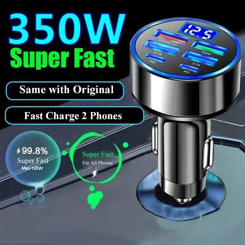 350W USB Car Charger PD QC3.0 USB C Car Phone Charger Type C Adapter for iPhone Samsung Huawei Xiaomi Quick Charge ﻿ - Cozy & Co. Market