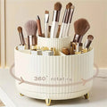 360° Rotating Makeup Organizer - 1pc Plastic Cosmetic Storage with 5 Compartments - Multi-Functional Holder for Brushes - Cozy & Co. Market