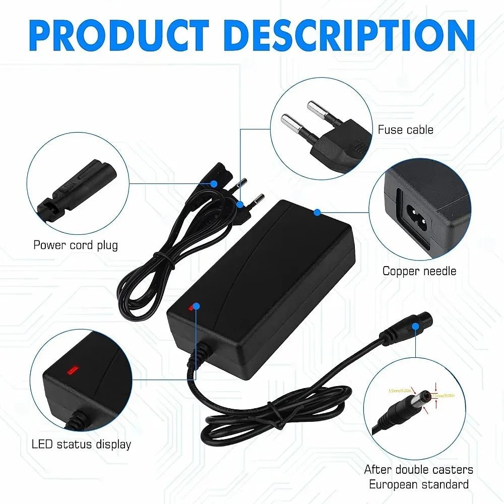 36V/42V charger Lithium battery charger Output 42V2A input 100-240V AC Lithium Li-poly charger For 10series 36v charger lithium - Cozy & Co. Market