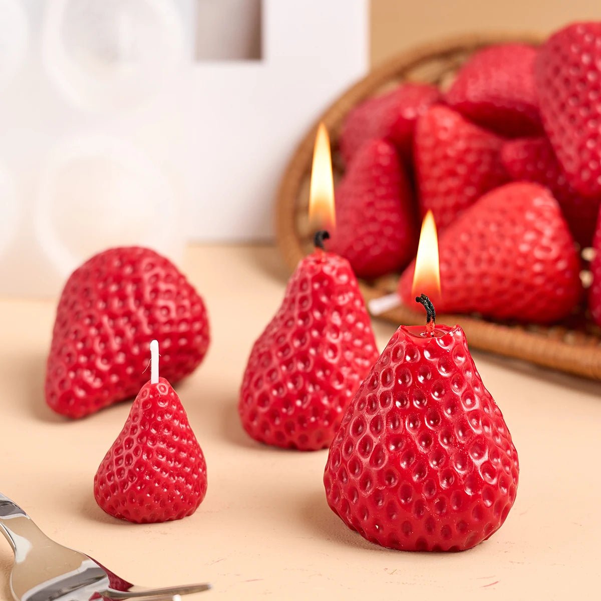 3D Strawberry Aromatherapy Candle Silicone Mold DIY Handmade Romantic Scented for Valentine's Day Party Home Decor Birthday Gift - Cozy & Co. Market