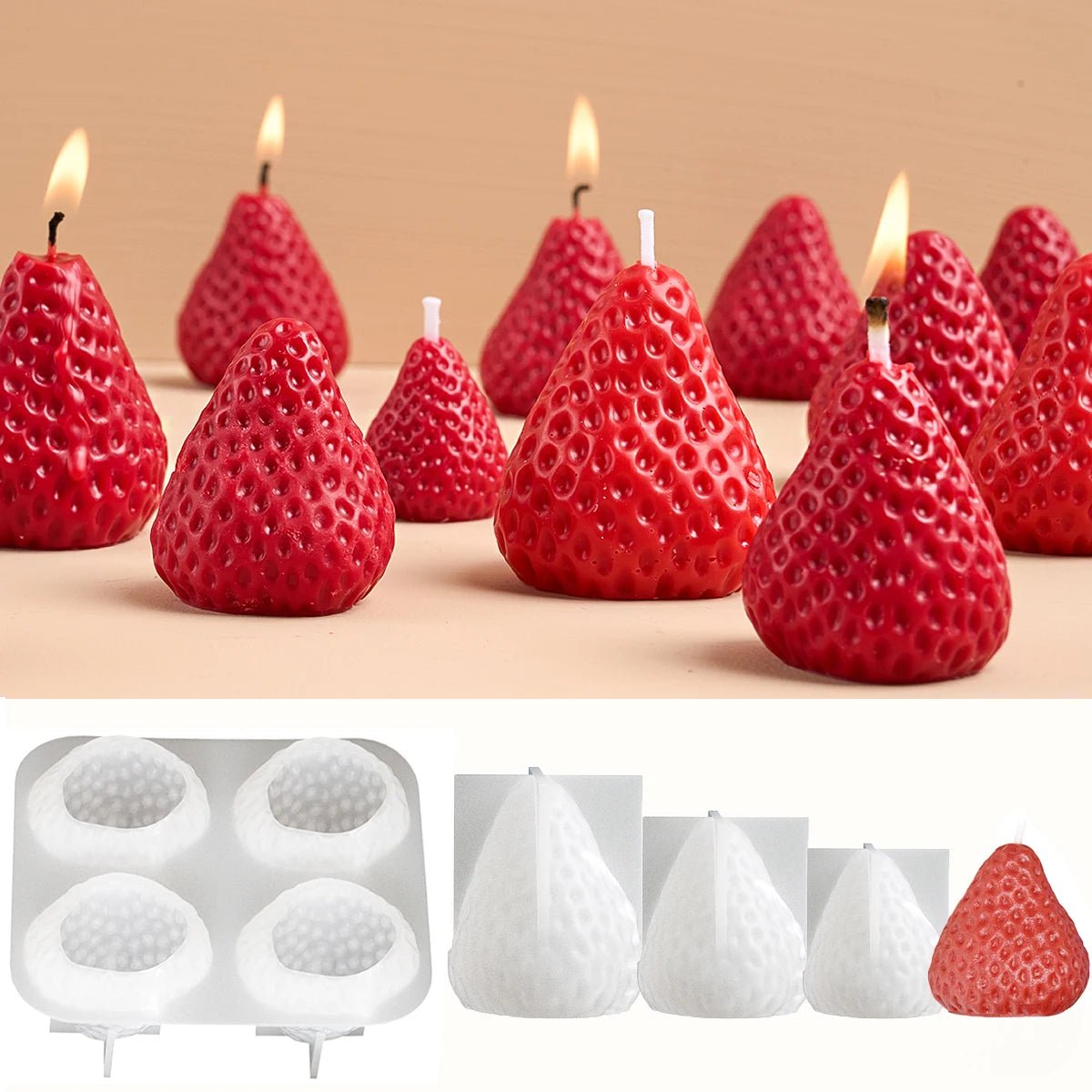 3D Strawberry Aromatherapy Candle Silicone Mold DIY Handmade Romantic Scented for Valentine's Day Party Home Decor Birthday Gift - Cozy & Co. Market