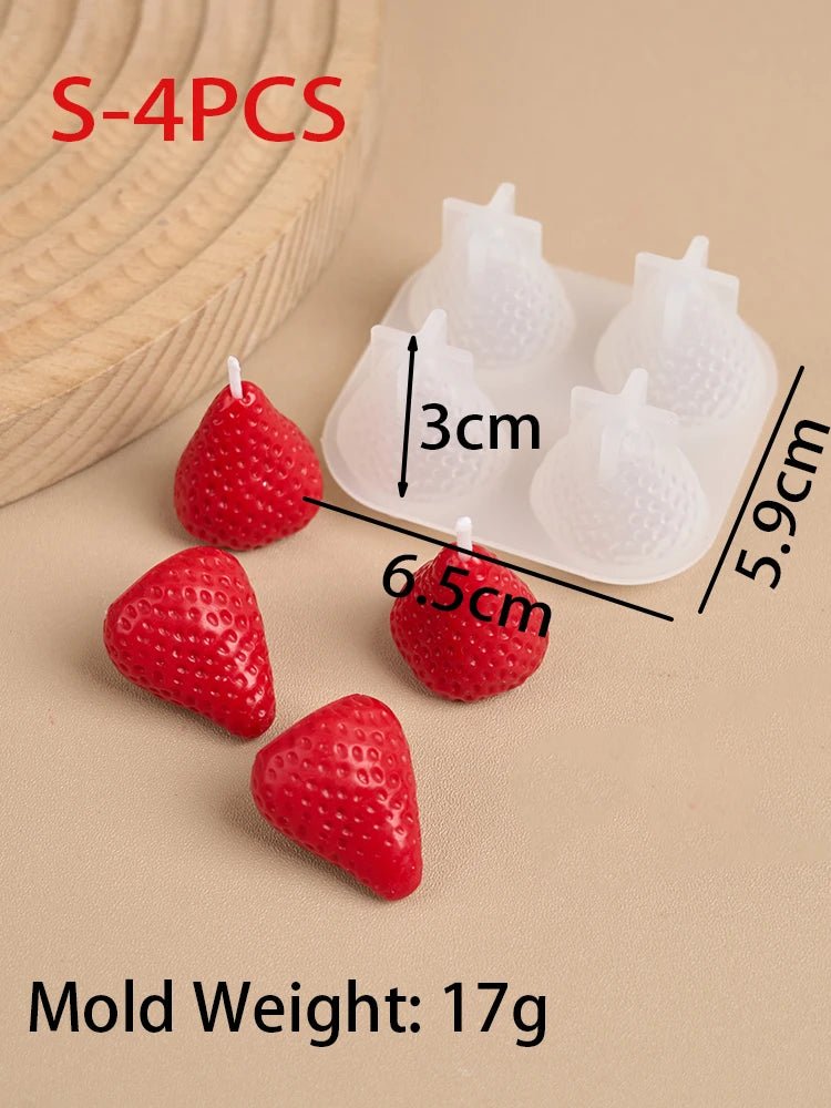 3D Strawberry Aromatherapy Candle Silicone Mold DIY Handmade Romantic Scented for Valentine's Day Party Home Decor Birthday Gift - Cozy & Co. Market