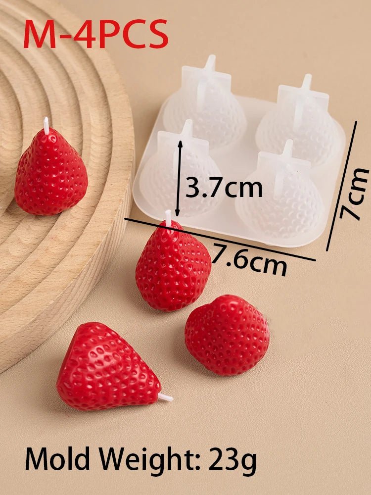 3D Strawberry Aromatherapy Candle Silicone Mold DIY Handmade Romantic Scented for Valentine's Day Party Home Decor Birthday Gift - Cozy & Co. Market