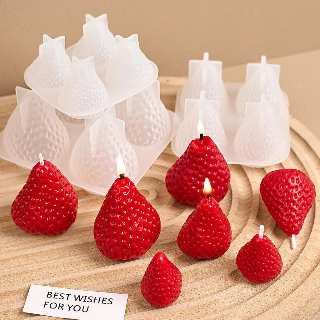 3D Strawberry Aromatherapy Candle Silicone Mold DIY Handmade Romantic Scented for Valentine's Day Party Home Decor Birthday Gift - Cozy & Co. Market