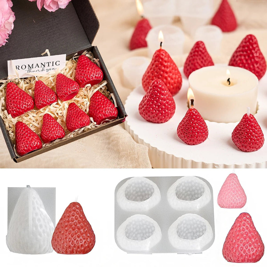 3D Strawberry Aromatherapy Candle Silicone Mold DIY Handmade Romantic Scented for Valentine's Day Party Home Decor Birthday Gift - Cozy & Co. Market