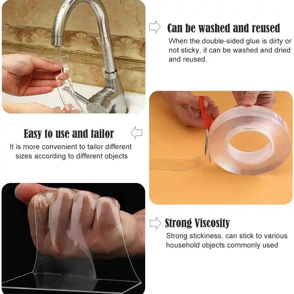 3M Nano Tape Double Sided Tape Transparent Reusable Waterproof Adhesive Tapes Cleanable Kitchen Bathroom Supplies Tapes - Cozy & Co. Market