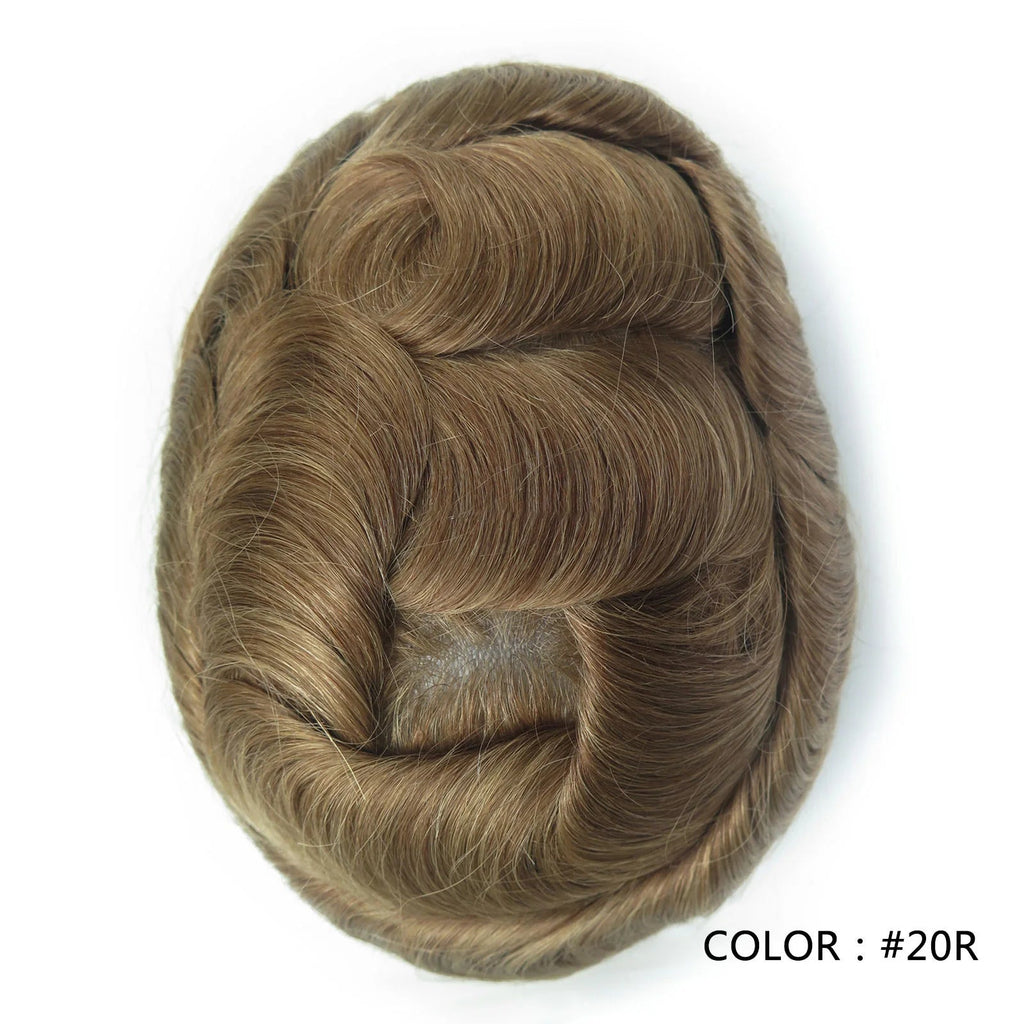 4 Ultra Thin Skin Men's Indian Hair Remy Toupee Antibacterial PU Base Hair Replacement System Natural V-looped Hairline - Cozy & Co. Market