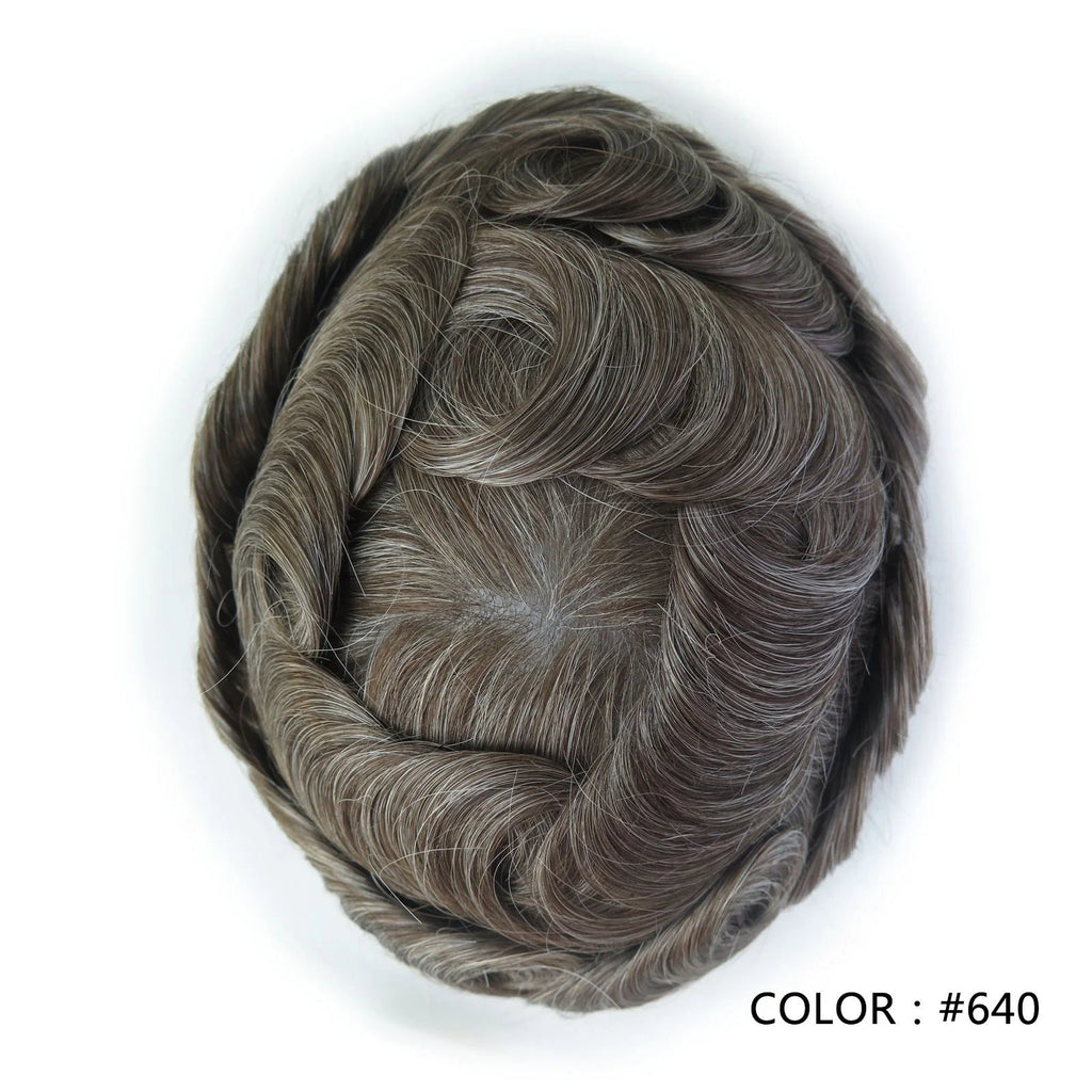 4 Ultra Thin Skin Men's Indian Hair Remy Toupee Antibacterial PU Base Hair Replacement System Natural V-looped Hairline - Cozy & Co. Market